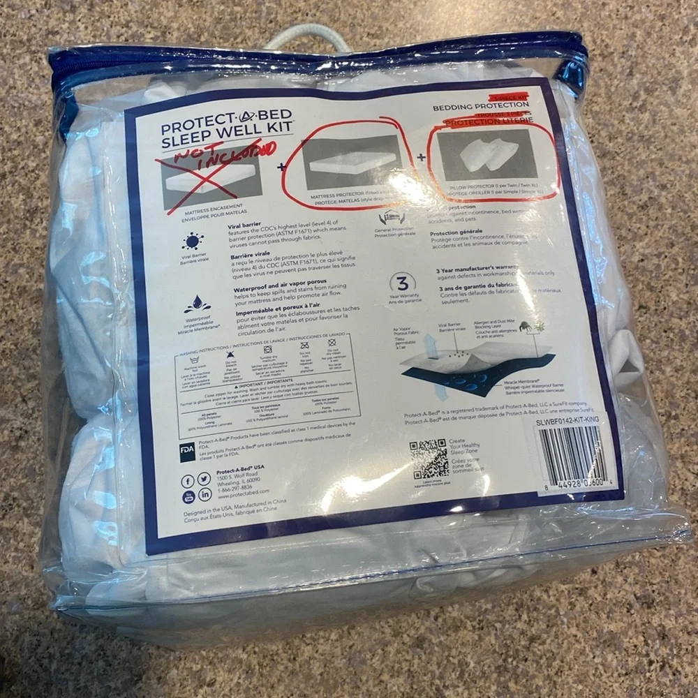 Protect A Bed Sleep Well King PARTIAL KIT 2 Pillow Protectors Mattress Protector